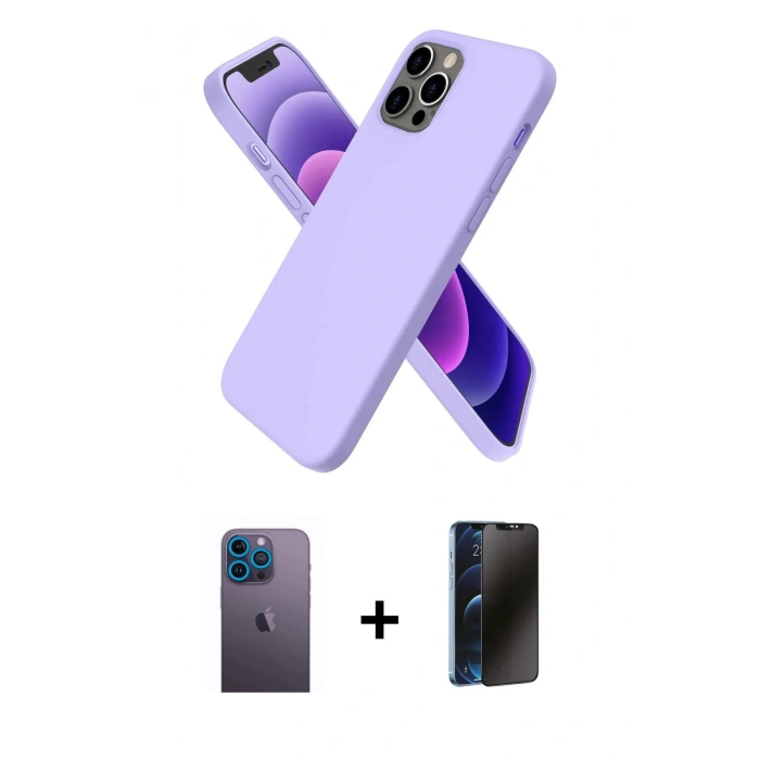 MARSİLYAN™- iPhone 12 Pro Max Kılıf Kozmos Yansıma Özel Seri - Siyah 3D Antistatik Hayalet Cam Ekran Koruyucu + Mavi Neon Fosforlu Kamera Lens