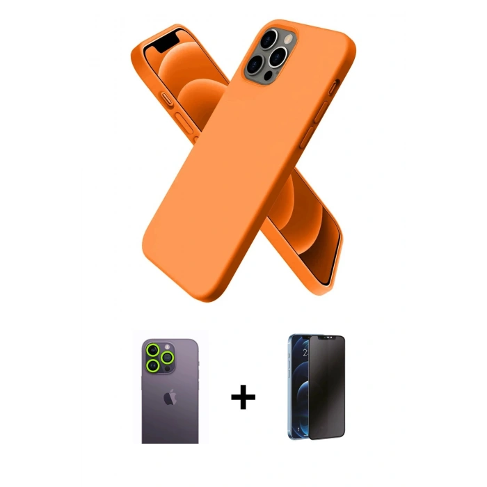 MARSİLYAN™- iPhone 12 Pro Max Kılıf Kozmos Yansıma Özel Seri - Siyah 3D Antistatik Hayalet Cam Ekran Koruyucu + Neon Fosforlu Kamera Lens - YL