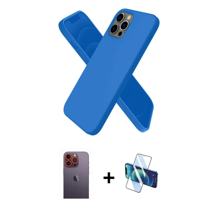MARSİLYAN™- iPhone 12 Pro Max Kılıf Kozmos Yansıma Özel Seri - Siyah 3D Antistatik Seramik Nano Ekran Koruyucu + Neon Fosforlu Kamera Lens - TU