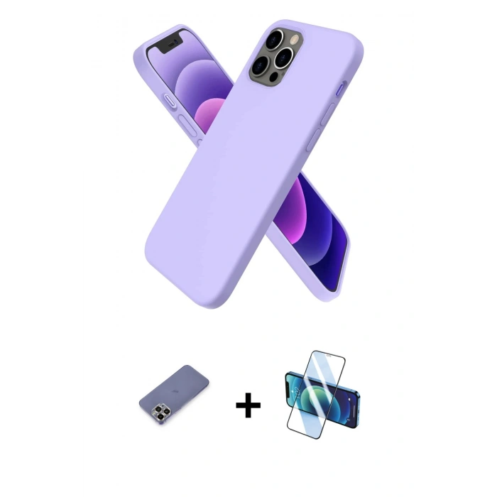 MARSİLYAN™- iPhone 12 Pro Max Kılıf Kozmos Yansıma Özel Seri - Siyah 3D Antistatik Seramik Nano Ekran Koruyucu + Metal Kamera Lens Koruma Cam - GD
