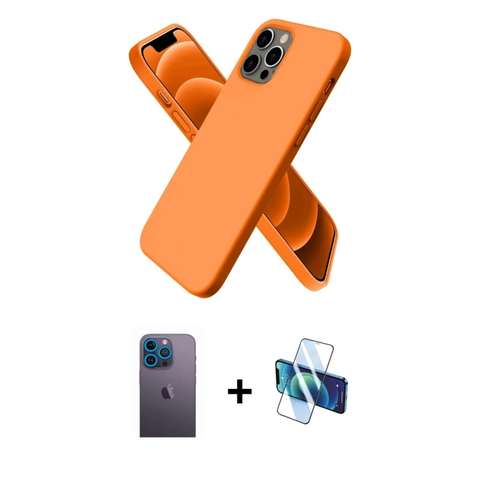 MARSİLYAN™- iPhone 12 Pro Max Kılıf Kozmos Yansıma Özel Seri - Siyah 3D Antistatik Seramik Nano Ekran Koruyucu + Mavi Neon Fosforlu Kamera Lens
