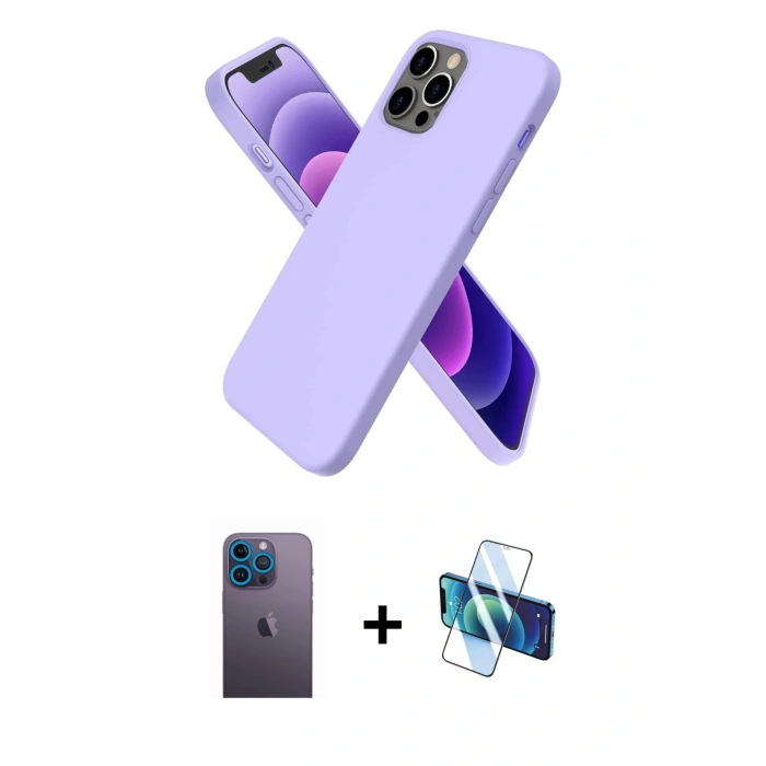 MARSİLYAN™- iPhone 12 Pro Max Kılıf Kozmos Yansıma Özel Seri - Siyah 3D Antistatik Seramik Nano Ekran Koruyucu + Mavi Neon Fosforlu Kamera Lens