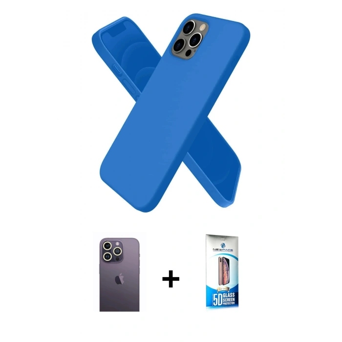MARSİLYAN™- iPhone 12 Pro Max Kılıf Kozmos Yansıma Özel Seri - Siyah 5D Eko Cam Ekran Koruyucu + Beyaz Neon Fosforlu Kamera Lens