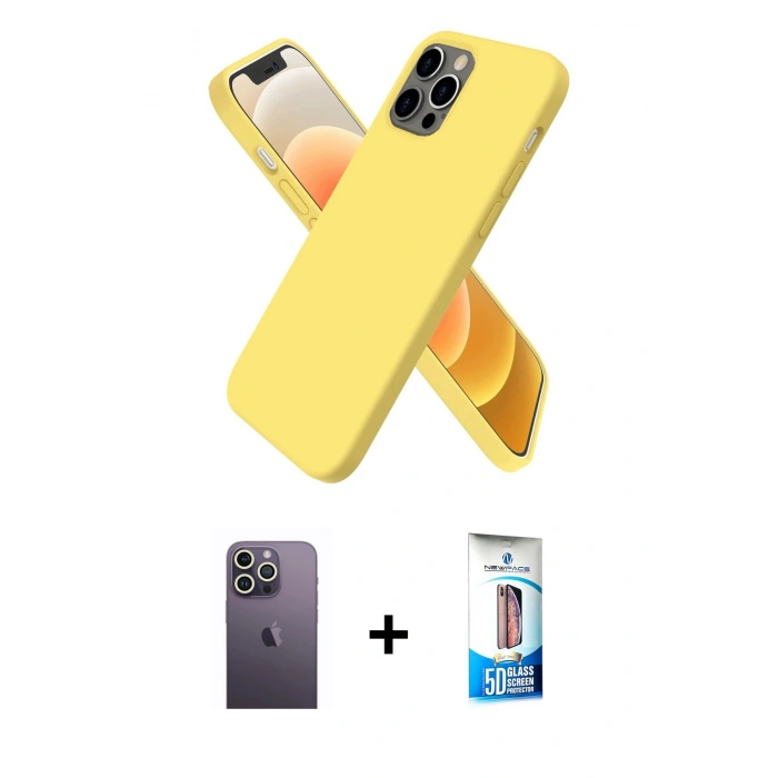 MARSİLYAN™- iPhone 12 Pro Max Kılıf Kozmos Yansıma Özel Seri - Siyah 5D Eko Cam Ekran Koruyucu + Beyaz Neon Fosforlu Kamera Lens