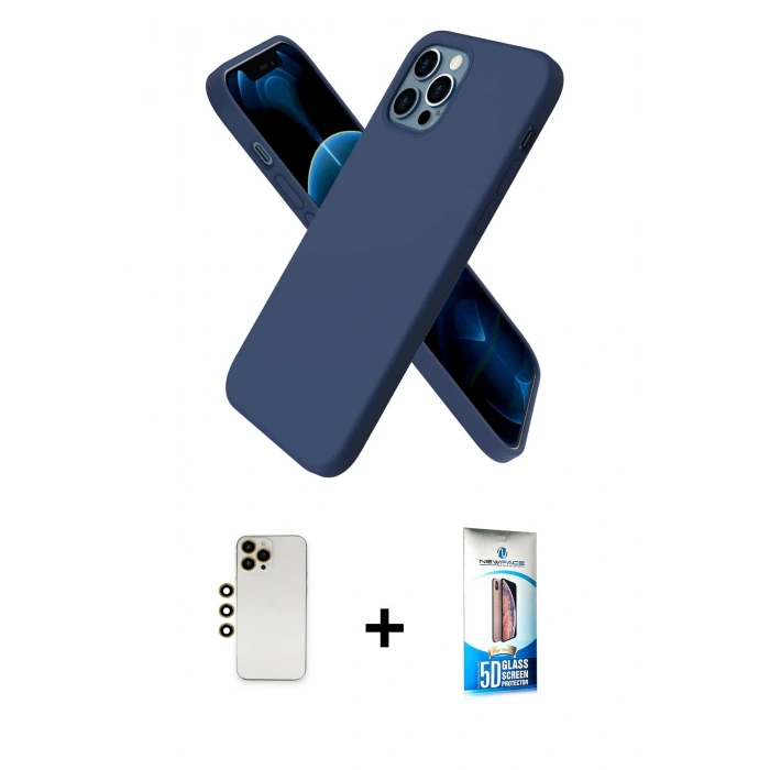 MARSİLYAN™- iPhone 12 Pro Max Kılıf Kozmos Yansıma Özel Seri - Siyah 5D Eko Cam Ekran Koruyucu + Shine Kamera Lens - GD