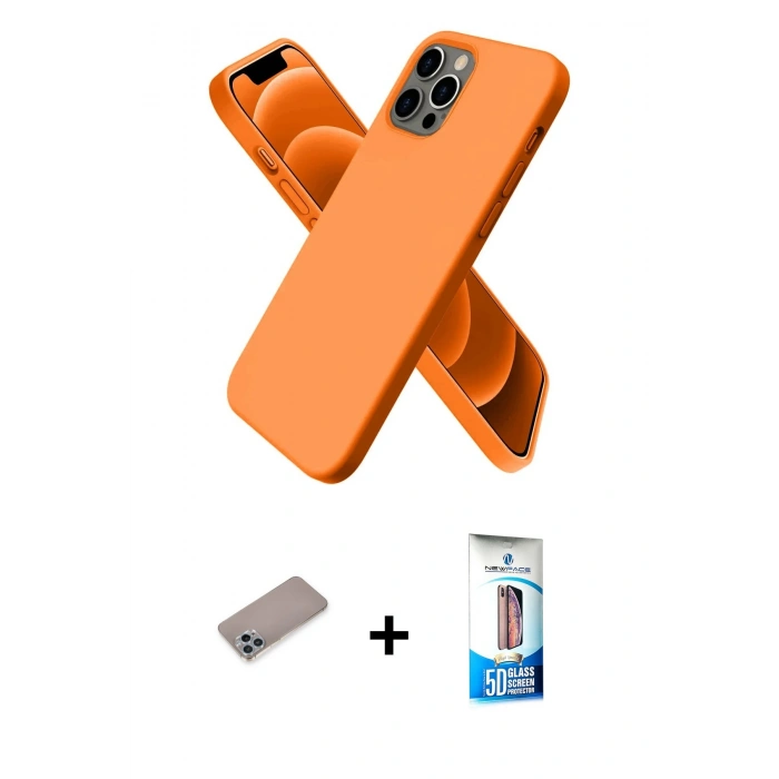 MARSİLYAN™- iPhone 12 Pro Max Kılıf Kozmos Yansıma Özel Seri - Siyah 5D Eko Cam Ekran Koruyucu + Sierra Blue Shine Kamera Lens Koruma Cam
