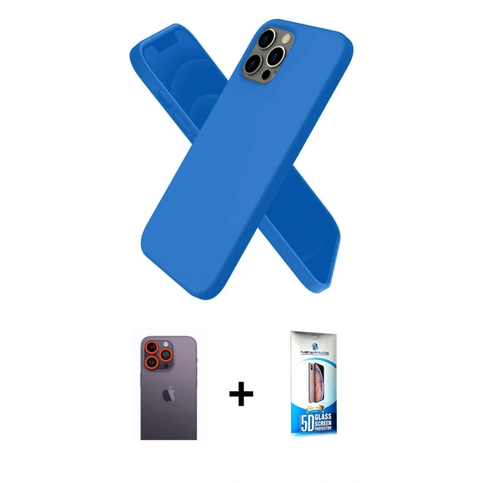 MARSİLYAN™- iPhone 12 Pro Max Kılıf Kozmos Yansıma Özel Seri - Siyah 5D Eko Cam Ekran Koruyucu + Turuncu Neon Fosforlu Kamera Lens