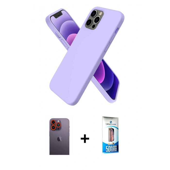 MARSİLYAN™- iPhone 12 Pro Max Kılıf Kozmos Yansıma Özel Seri - Siyah 5D Eko Cam Ekran Koruyucu + Turuncu Neon Fosforlu Kamera Lens