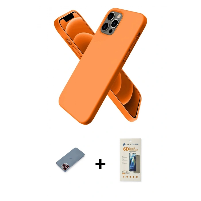 MARSİLYAN™- iPhone 12 Pro Max Kılıf Kozmos Yansıma Özel Seri - Siyah 6D Mat Seramik Hayalet Nano Ekran Koruyucu + Metal Kamera Lens Koruma Cam - KI