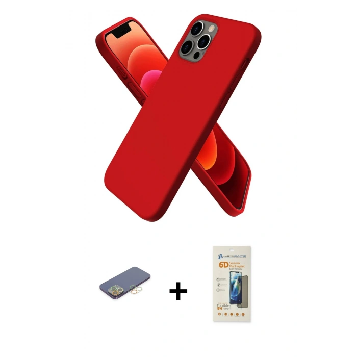 MARSİLYAN™- iPhone 12 Pro Max Kılıf Kozmos Yansıma Özel Seri - Siyah 6D Mat Seramik Hayalet Nano Ekran Koruyucu + Renkli Kamera Lens Koruma Cam - SI