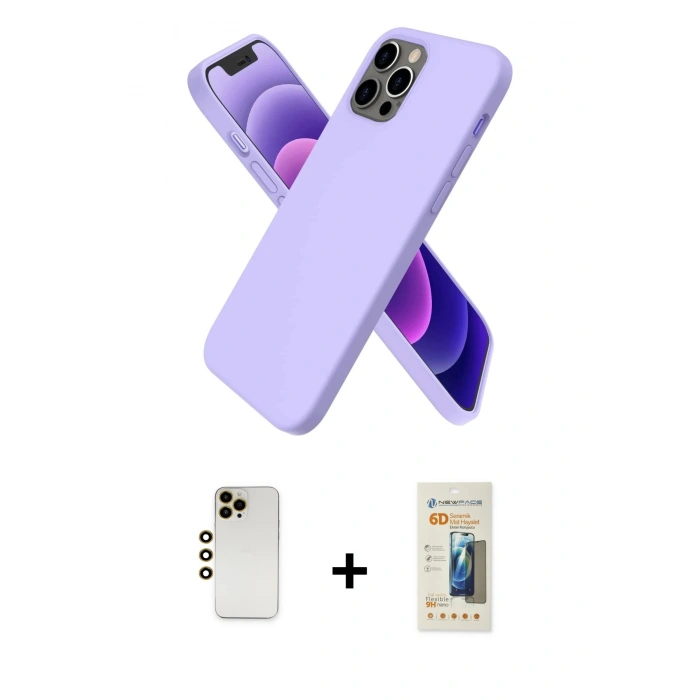 MARSİLYAN™- iPhone 12 Pro Max Kılıf Kozmos Yansıma Özel Seri - Siyah 6D Mat Seramik Hayalet Nano Ekran Koruyucu + Shine Kamera Lens - GD