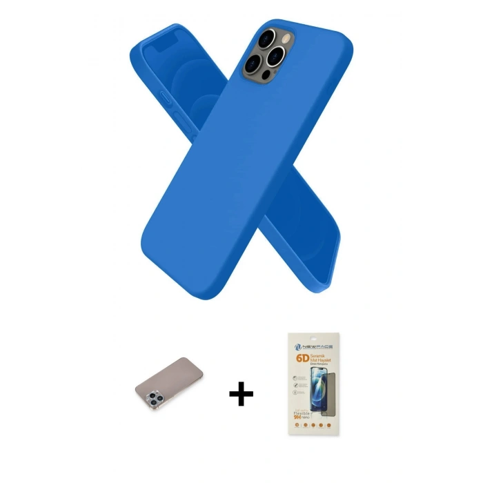 MARSİLYAN™- iPhone 12 Pro Max Kılıf Kozmos Yansıma Özel Seri - Siyah 6D Mat Seramik Hayalet Nano Ekran Koruyucu + Shine Kamera Lens Koruma Cam - SABE