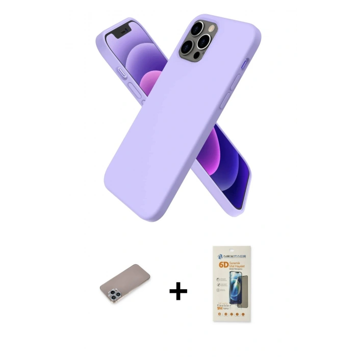 MARSİLYAN™- iPhone 12 Pro Max Kılıf Kozmos Yansıma Özel Seri - Siyah 6D Mat Seramik Hayalet Nano Ekran Koruyucu + Shine Kamera Lens Koruma Cam - SABE