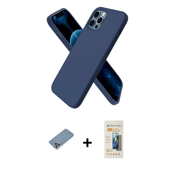 MARSİLYAN™- iPhone 12 Pro Max Kılıf Kozmos Yansıma Özel Seri - Siyah 6D Mat Seramik Hayalet Nano Ekran Koruyucu + Shine Kamera Lens Koruma Cam - GI