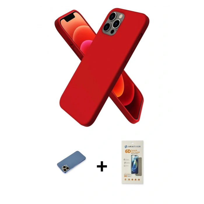 MARSİLYAN™- iPhone 12 Pro Max Kılıf Kozmos Yansıma Özel Seri - Siyah 6D Mat Seramik Hayalet Nano Ekran Koruyucu + Shine Kamera Lens Koruma Cam - GD