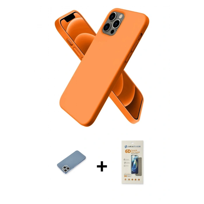 MARSİLYAN™- iPhone 12 Pro Max Kılıf Kozmos Yansıma Özel Seri - Siyah 6D Mat Seramik Hayalet Nano Ekran Koruyucu + Shine Kamera Lens Koruma Cam - GS