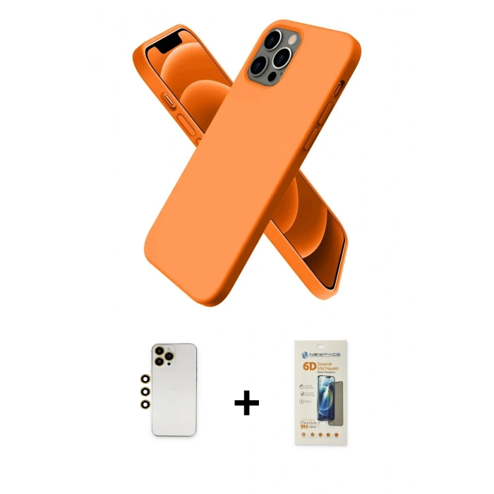 MARSİLYAN™- iPhone 12 Pro Max Kılıf Kozmos Yansıma Özel Seri - Siyah 6D Mat Seramik Hayalet Nano Ekran Koruyucu + Shine Kamera Lens - GD