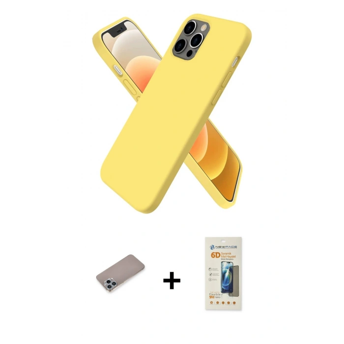 MARSİLYAN™- iPhone 12 Pro Max Kılıf Kozmos Yansıma Özel Seri - Siyah 6D Mat Seramik Hayalet Nano Ekran Koruyucu + Shine Kamera Lens Koruma Cam - SABE