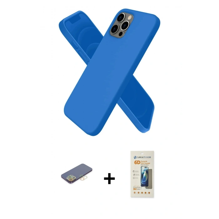 MARSİLYAN™- iPhone 12 Pro Max Kılıf Kozmos Yansıma Özel Seri - Siyah 6D Mat Seramik Hayalet Nano Ekran Koruyucu + Renkli Kamera Lens Koruma Cam - SI