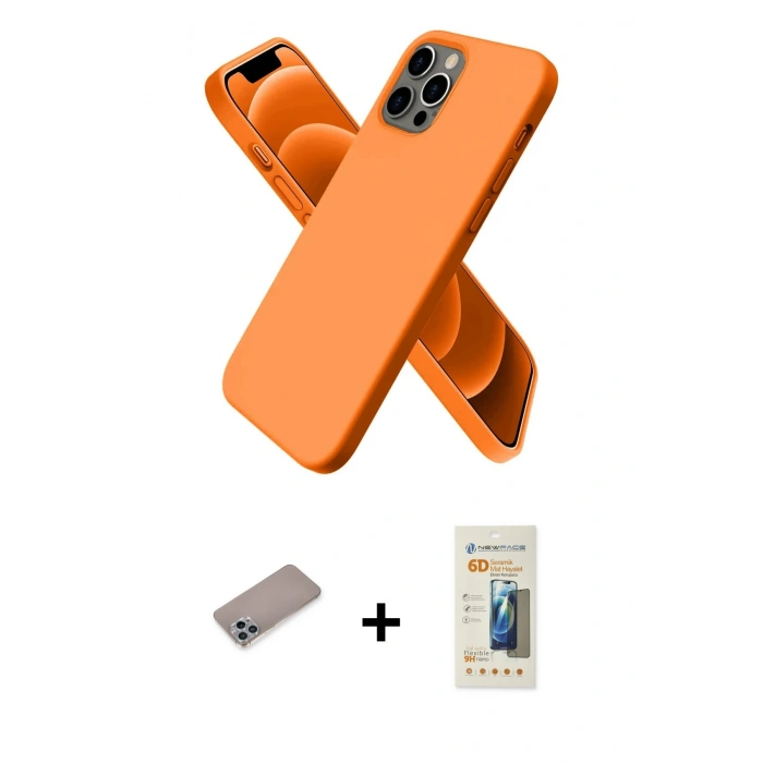 MARSİLYAN™- iPhone 12 Pro Max Kılıf Kozmos Yansıma Özel Seri - Siyah 6D Mat Seramik Hayalet Nano Ekran Koruyucu + Shine Kamera Lens Koruma Cam - SABE