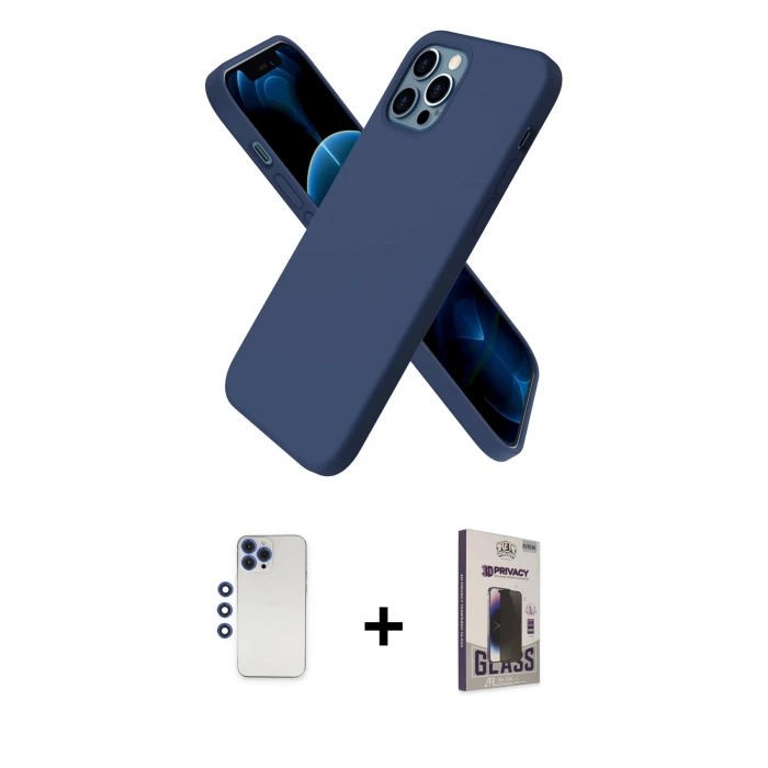 MARSİLYAN™- iPhone 12 Pro Max Kılıf Kozmos Yansıma Özel Seri - Siyah Bilvis Hayalet Cam Ekran Koruyucu + Shine Kamera Lens - LT
