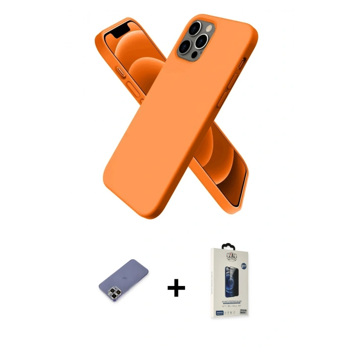 MARSİLYAN™- iPhone 12 Pro Max Kılıf Kozmos Yansıma Özel Seri - Siyah Bilvis Hayalet Cam Ekran Koruyucu + Metal Kamera Lens Koruma Cam - GD
