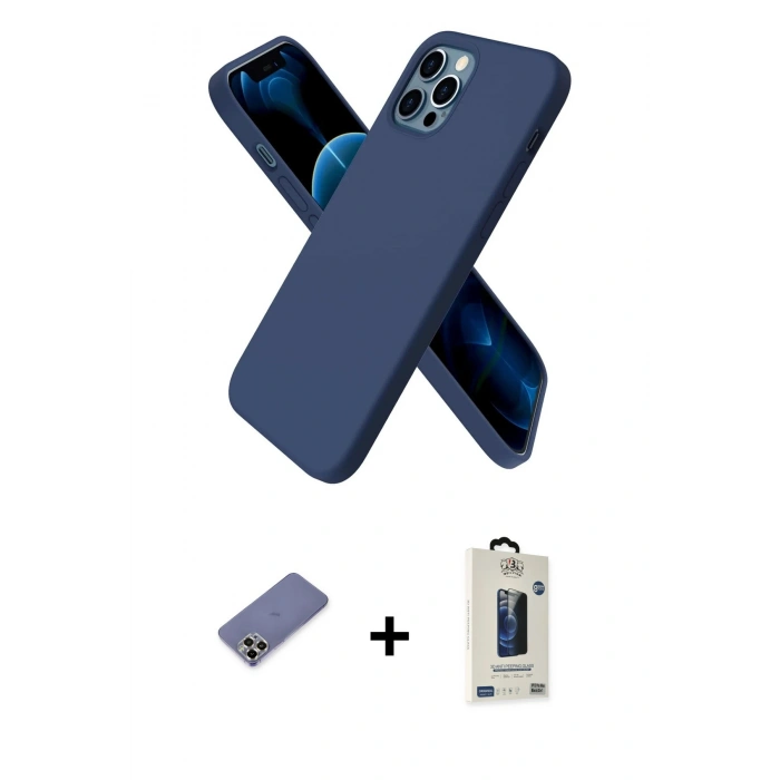 MARSİLYAN™- iPhone 12 Pro Max Kılıf Kozmos Yansıma Özel Seri - Siyah Bilvis Hayalet Cam Ekran Koruyucu + Metal Kamera Lens Koruma Cam - GD