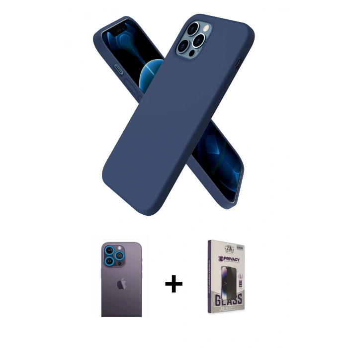MARSİLYAN™- iPhone 12 Pro Max Kılıf Kozmos Yansıma Özel Seri - Siyah Bilvis Hayalet Cam Ekran Koruyucu + Neon Fosforlu Kamera Lens - MI