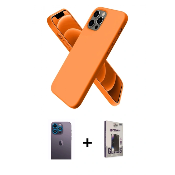 MARSİLYAN™- iPhone 12 Pro Max Kılıf Kozmos Yansıma Özel Seri - Siyah Bilvis Hayalet Cam Ekran Koruyucu + Neon Fosforlu Kamera Lens - MI