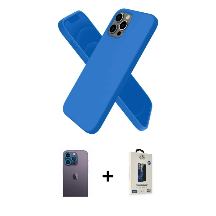 MARSİLYAN™- iPhone 12 Pro Max Kılıf Kozmos Yansıma Özel Seri - Siyah Bilvis Hayalet Cam Ekran Koruyucu + Neon Fosforlu Kamera Lens - MI