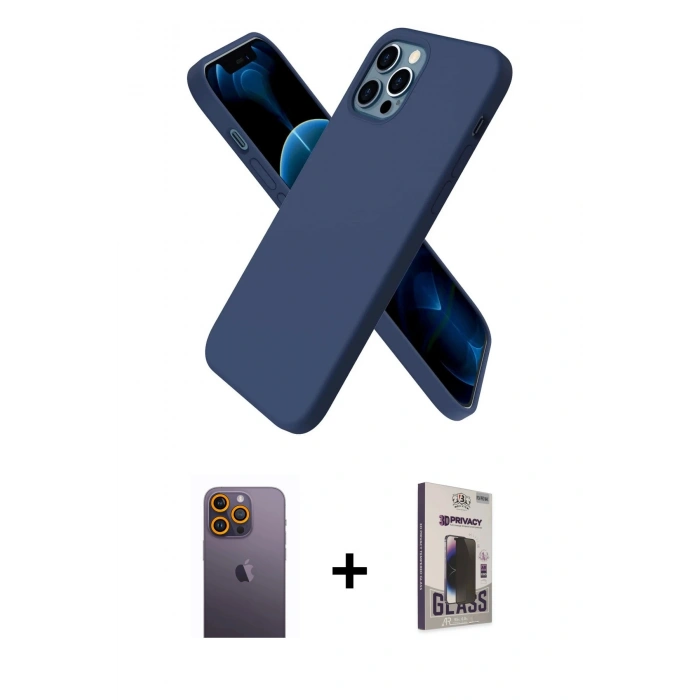 MARSİLYAN™- iPhone 12 Pro Max Kılıf Kozmos Yansıma Özel Seri - Siyah Bilvis Hayalet Cam Ekran Koruyucu + Neon Fosforlu Kamera Lens - SI