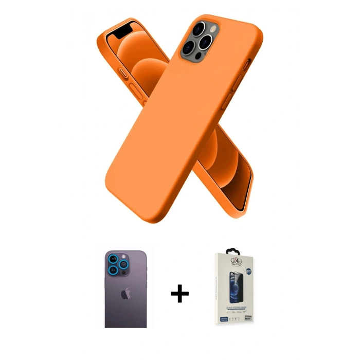 MARSİLYAN™- iPhone 12 Pro Max Kılıf Kozmos Yansıma Özel Seri - Siyah Bilvis Hayalet Cam Ekran Koruyucu + Neon Fosforlu Kamera Lens - MI