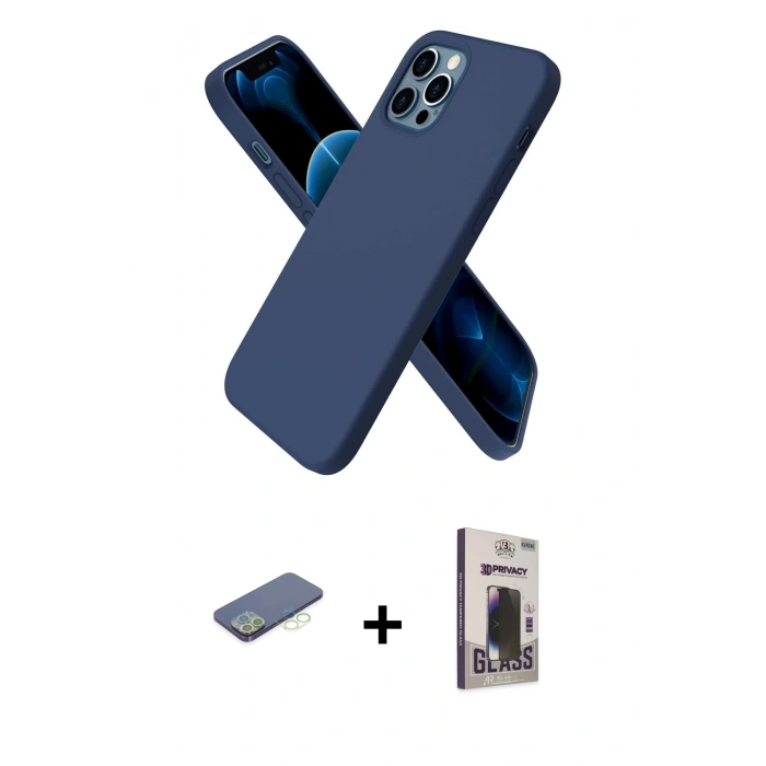 MARSİLYAN™- iPhone 12 Pro Max Kılıf Kozmos Yansıma Özel Seri - Siyah Bilvis Hayalet Cam Ekran Koruyucu + Renkli Kamera Lens Koruma Cam - YL