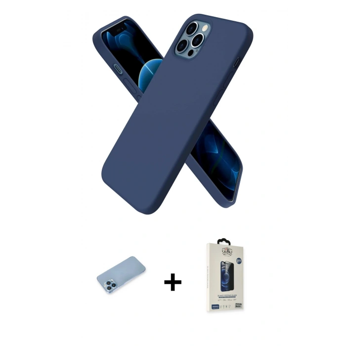 MARSİLYAN™- iPhone 12 Pro Max Kılıf Kozmos Yansıma Özel Seri - Siyah Bilvis Hayalet Cam Ekran Koruyucu + Shine Kamera Lens Koruma Cam - MI