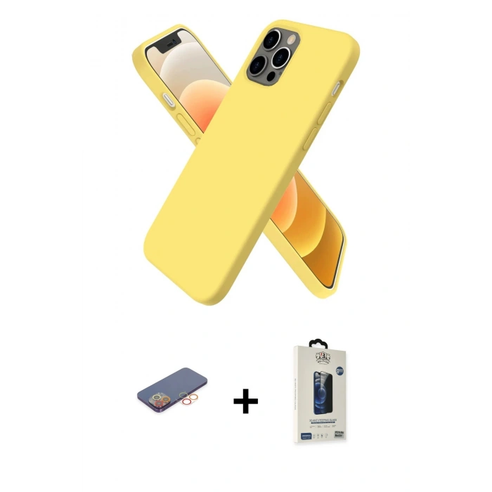 MARSİLYAN™- iPhone 12 Pro Max Kılıf Kozmos Yansıma Özel Seri - Siyah Bilvis Hayalet Cam Ekran Koruyucu + Renkli Kamera Lens Koruma Cam - TU