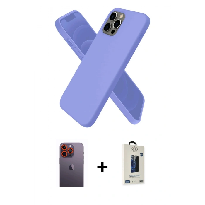 MARSİLYAN™- iPhone 12 Pro Max Kılıf Kozmos Yansıma Özel Seri - Siyah Bilvis Hayalet Cam Ekran Koruyucu + Turuncu Neon Fosforlu Kamera Lens