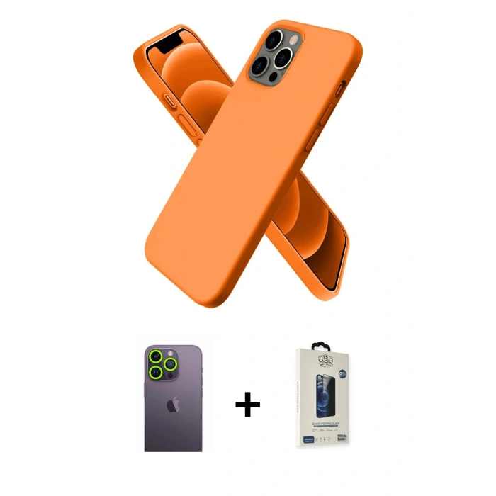 MARSİLYAN™- iPhone 12 Pro Max Kılıf Kozmos Yansıma Özel Seri - Siyah Bilvis Hayalet Cam Ekran Koruyucu + Neon Fosforlu Kamera Lens - YL