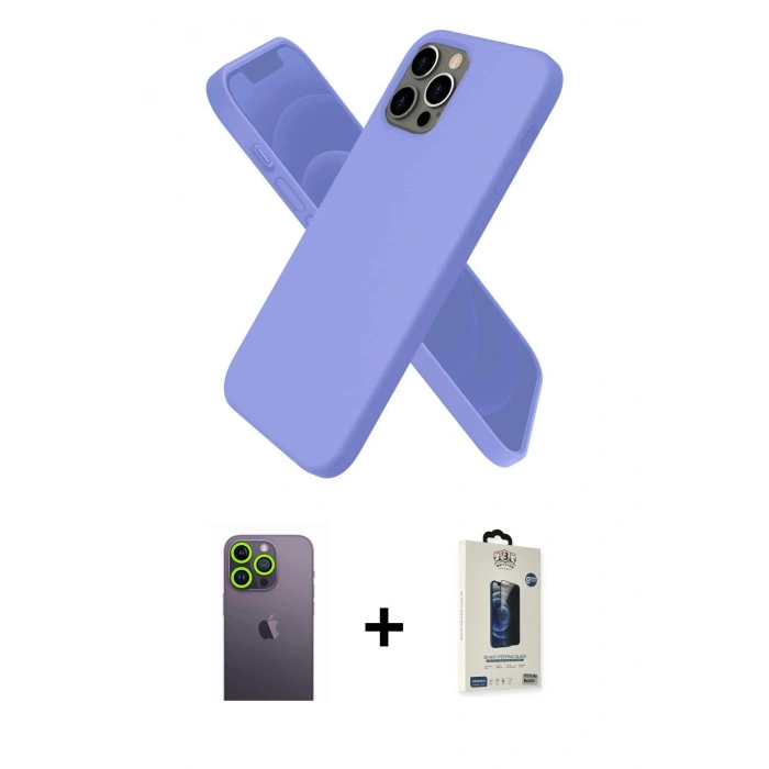 MARSİLYAN™- iPhone 12 Pro Max Kılıf Kozmos Yansıma Özel Seri - Siyah Bilvis Hayalet Cam Ekran Koruyucu + Neon Fosforlu Kamera Lens - YL