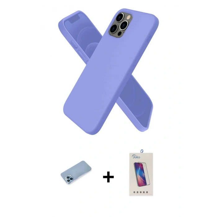 MARSİLYAN™- iPhone 12 Pro Max Kılıf Kozmos Yansıma Özel Seri - Siyah Joko 5D Cam + Mavi Shine Kamera Lens Koruma Cam