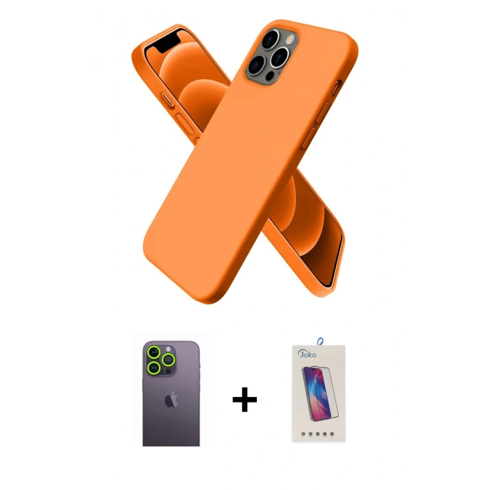 MARSİLYAN™- iPhone 12 Pro Max Kılıf Kozmos Yansıma Özel Seri - Siyah Joko 5D Cam + Neon Fosforlu Kamera Lens - YL
