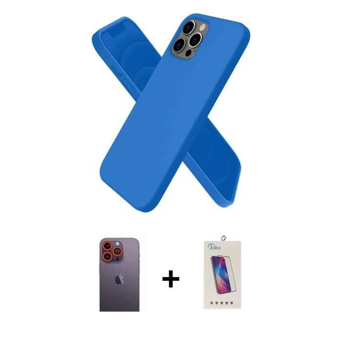 MARSİLYAN™- iPhone 12 Pro Max Kılıf Kozmos Yansıma Özel Seri - Siyah Joko 5D Cam + Neon Fosforlu Kamera Lens - TU