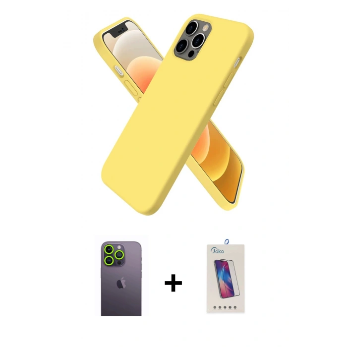 MARSİLYAN™- iPhone 12 Pro Max Kılıf Kozmos Yansıma Özel Seri - Siyah Joko 5D Cam + Neon Fosforlu Kamera Lens - YL