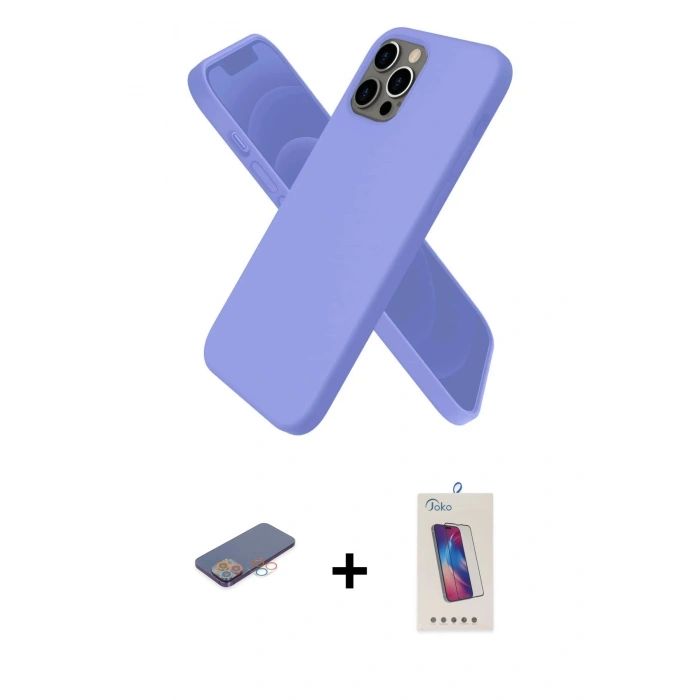 MARSİLYAN™- iPhone 12 Pro Max Kılıf Kozmos Yansıma Özel Seri - Siyah Joko 5D Cam + Renkli Kamera Lens Koruma Cam - PE