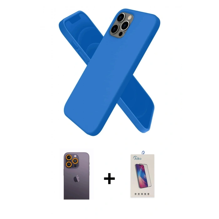 MARSİLYAN™- iPhone 12 Pro Max Kılıf Kozmos Yansıma Özel Seri - Siyah Joko 5D Cam + Neon Fosforlu Kamera Lens - SI