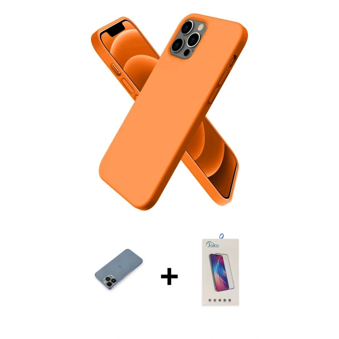 MARSİLYAN™- iPhone 12 Pro Max Kılıf Kozmos Yansıma Özel Seri - Siyah Joko 5D Cam + Shine Kamera Lens Koruma Cam - SH