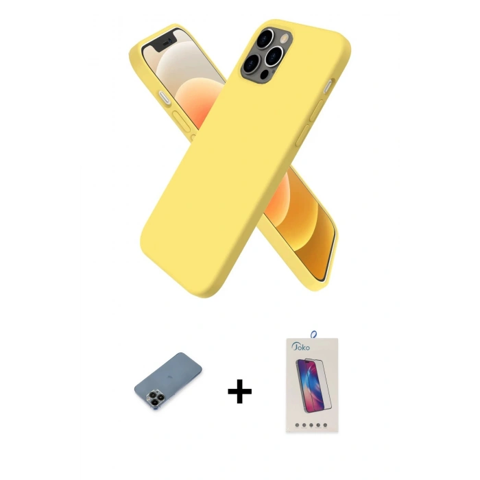 MARSİLYAN™- iPhone 12 Pro Max Kılıf Kozmos Yansıma Özel Seri - Siyah Joko 5D Cam + Shine Kamera Lens Koruma Cam - SH