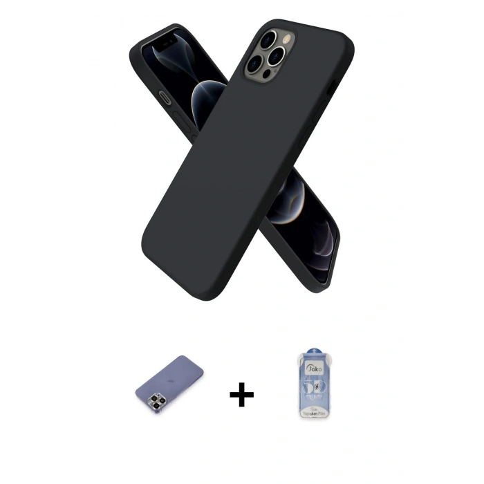 MARSİLYAN™- iPhone 12 Pro Max Kılıf Kozmos Yansıma Özel Seri - Siyah Joko Magic 5D Cam + Metal Kamera Lens Koruma Cam - GD