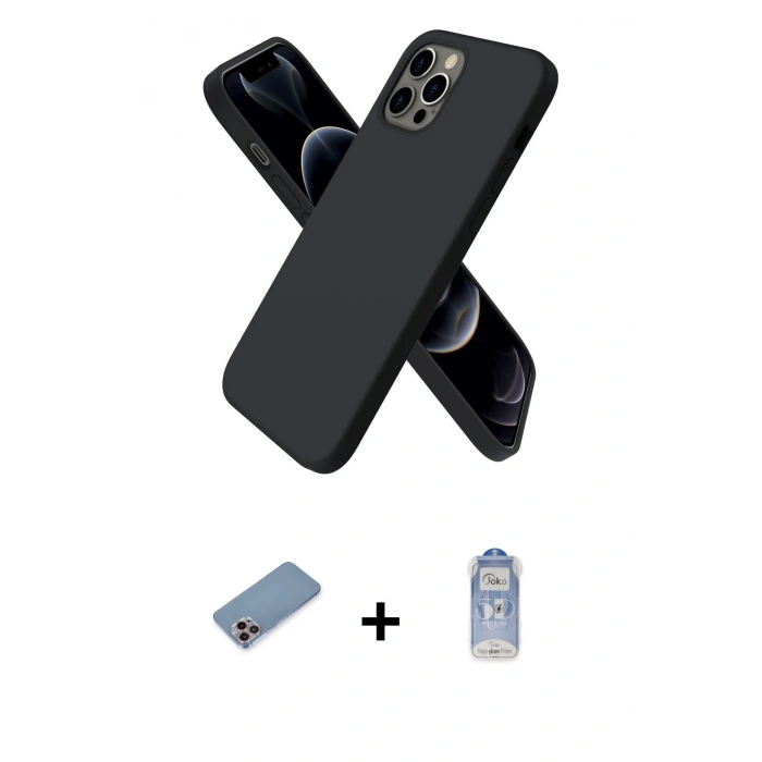 MARSİLYAN™- iPhone 12 Pro Max Kılıf Kozmos Yansıma Özel Seri - Siyah Joko Magic 5D Cam + Shine Kamera Lens Koruma Cam - PE