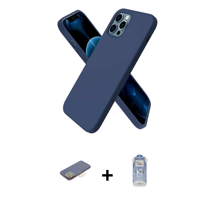 MARSİLYAN™- iPhone 12 Pro Max Kılıf Kozmos Yansıma Özel Seri - Siyah Joko Magic 5D Cam + Renkli Kamera Lens Koruma Cam - SI