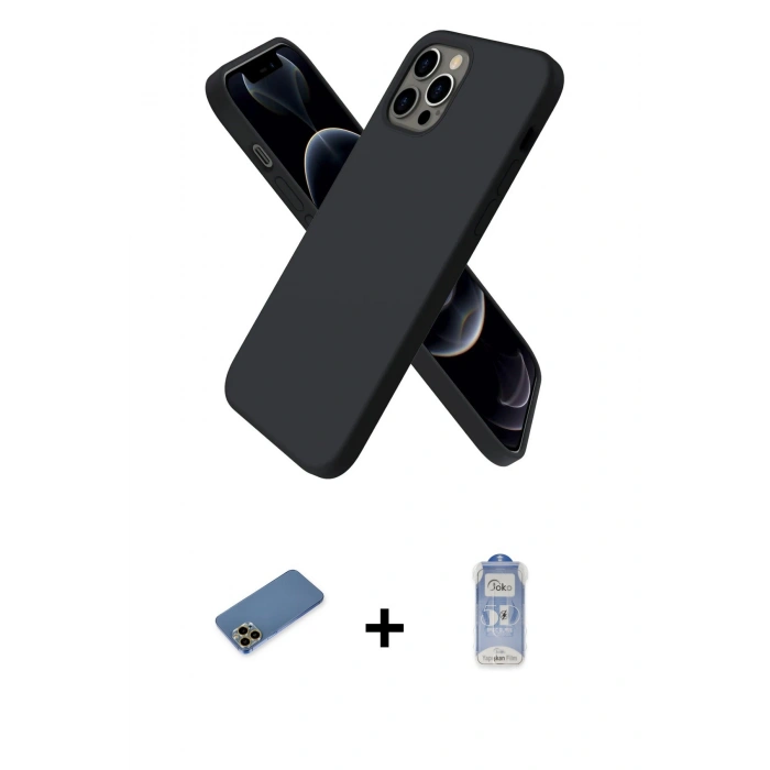 MARSİLYAN™- iPhone 12 Pro Max Kılıf Kozmos Yansıma Özel Seri - Siyah Joko Magic 5D Cam + Shine Kamera Lens Koruma Cam - GD